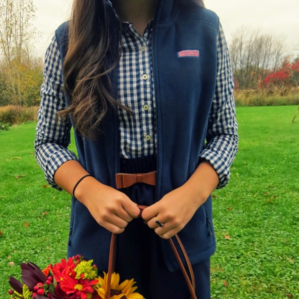 Navy Gingham button down